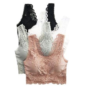 Anemone V-Back Bralette with Removable Pads WHITE